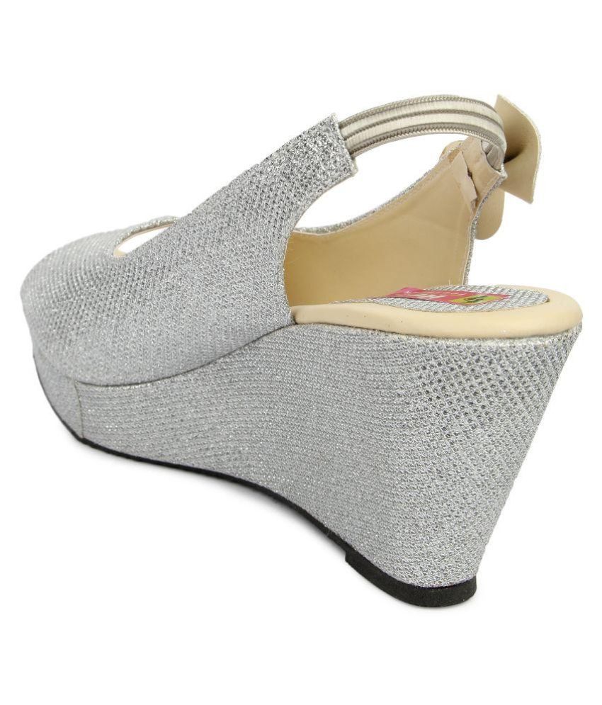 JMD Silver Wedges Heels Price in India- Buy JMD Silver Wedges Heels ...