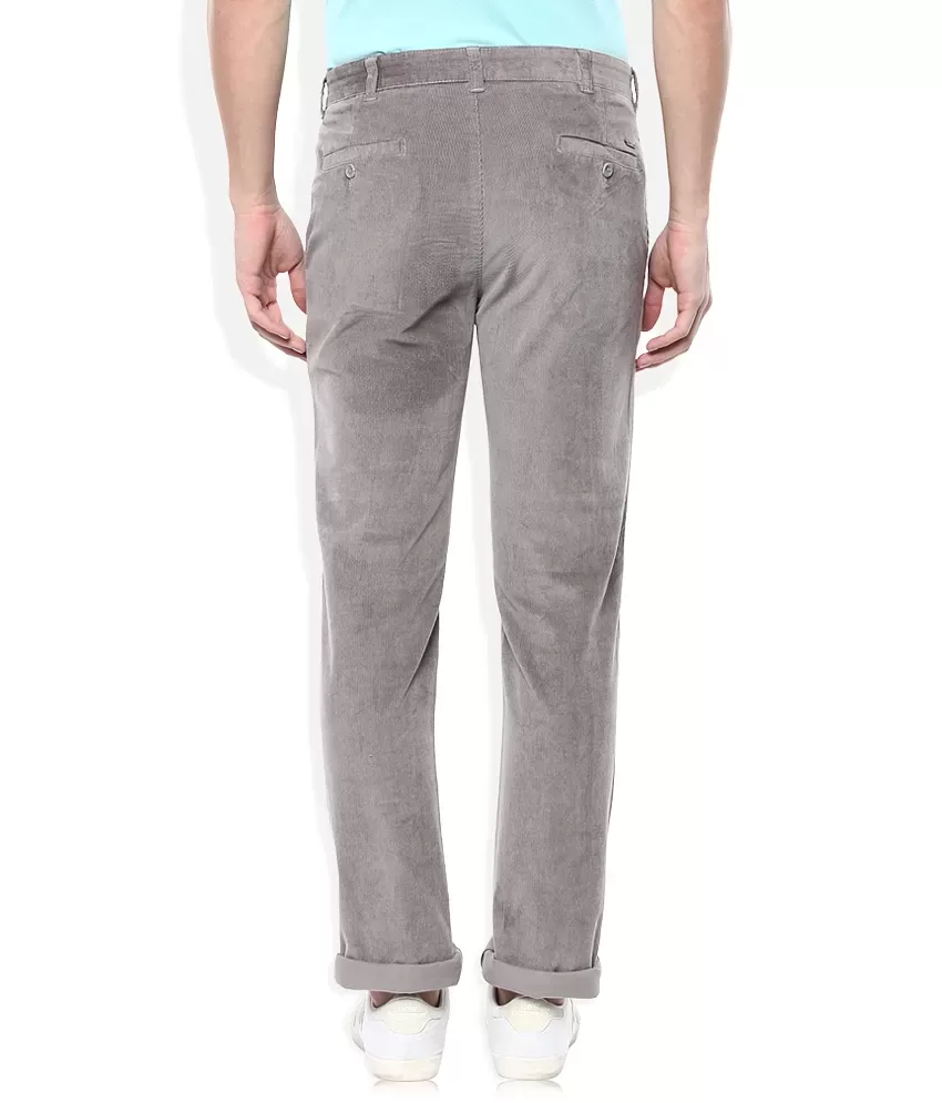 Parx Grey Slim Fit Corduroy Trousers  Buy Parx Grey Slim Fit Corduroy  Trousers Online at Best Prices in India on Snapdeal