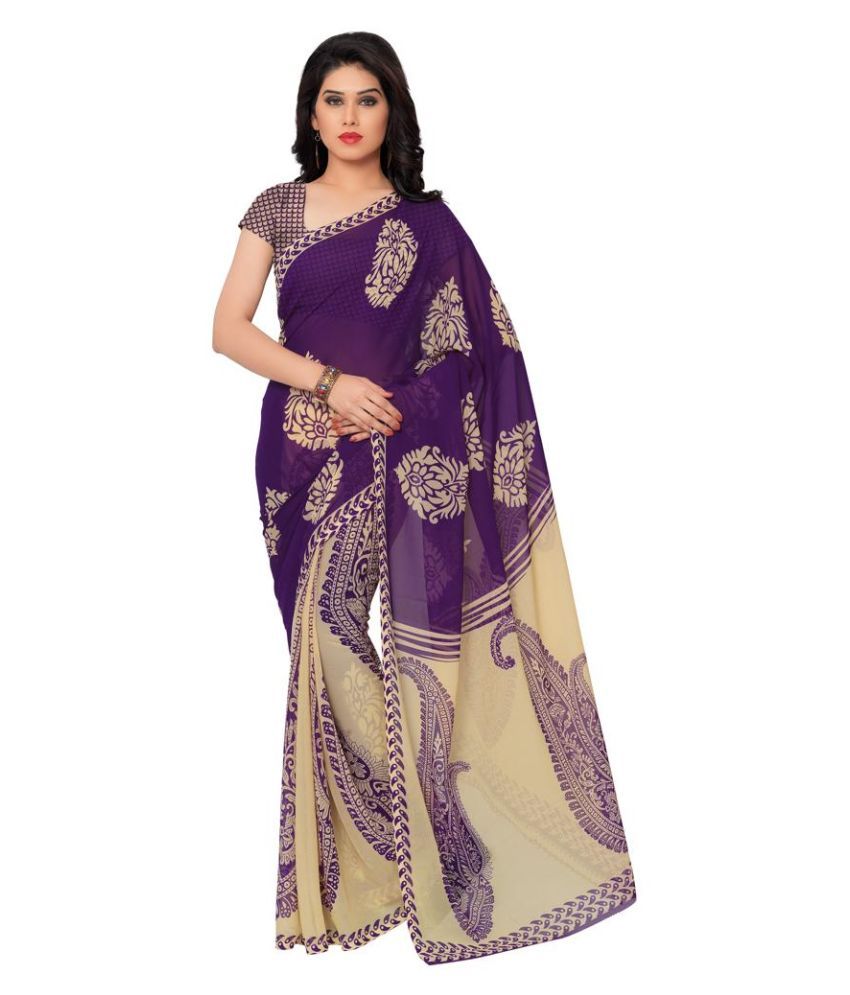 Fabcart Multicoloured Georgette Saree Buy Fabcart Multicoloured