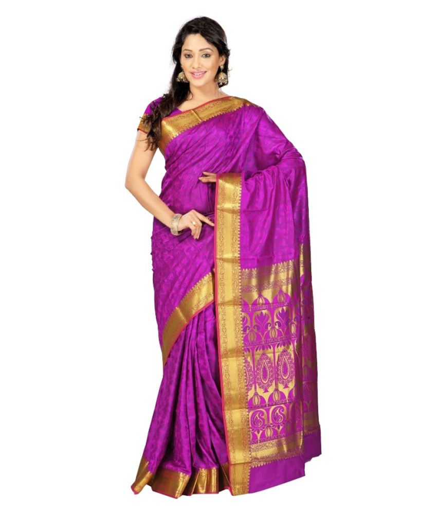 Janasya Pink and Purple Silk Saree
