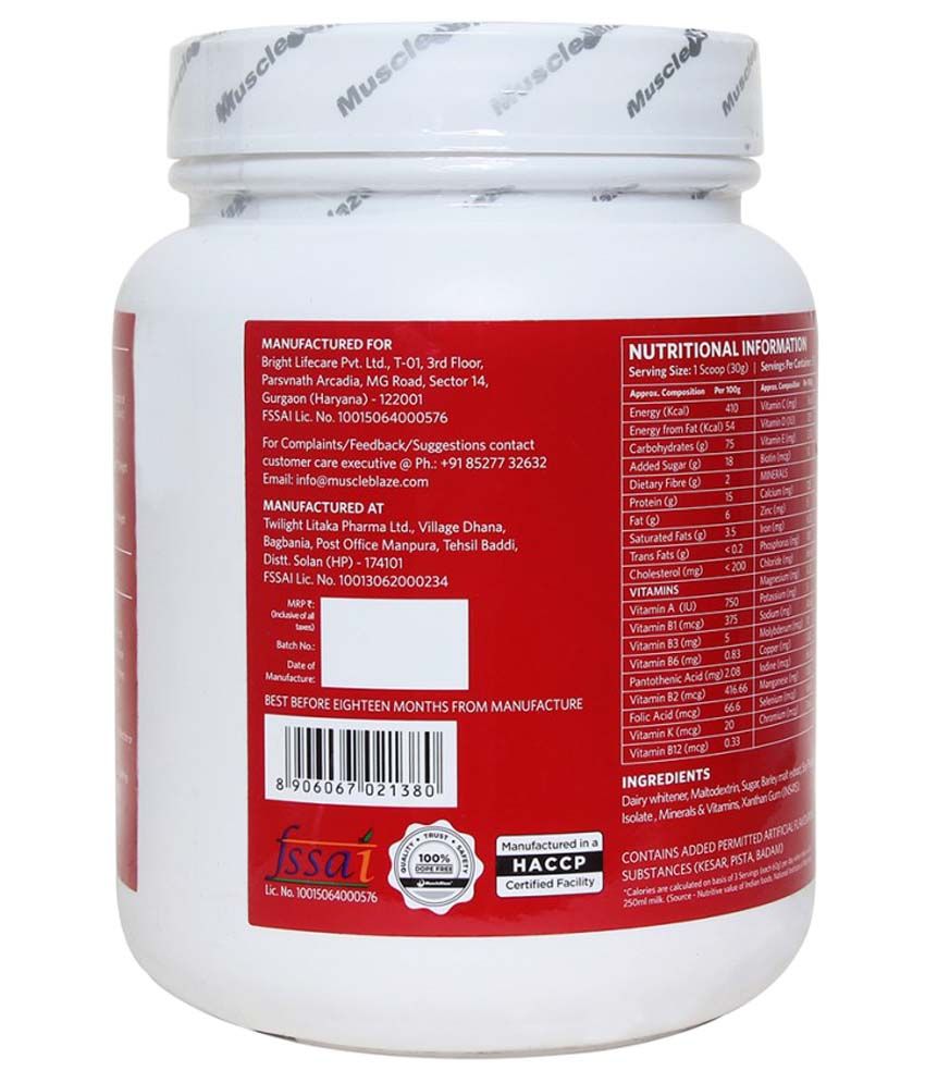 MuscleBlaze Weight Gainer 2.2 lb/ 1 kg, 33 Servings(Kesar