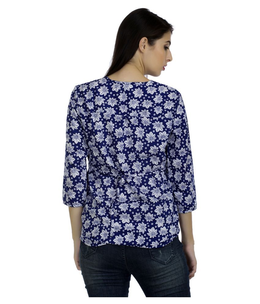 Buy Mask Lifestyle Blue Poly Crepe Shirt Online at Best ...