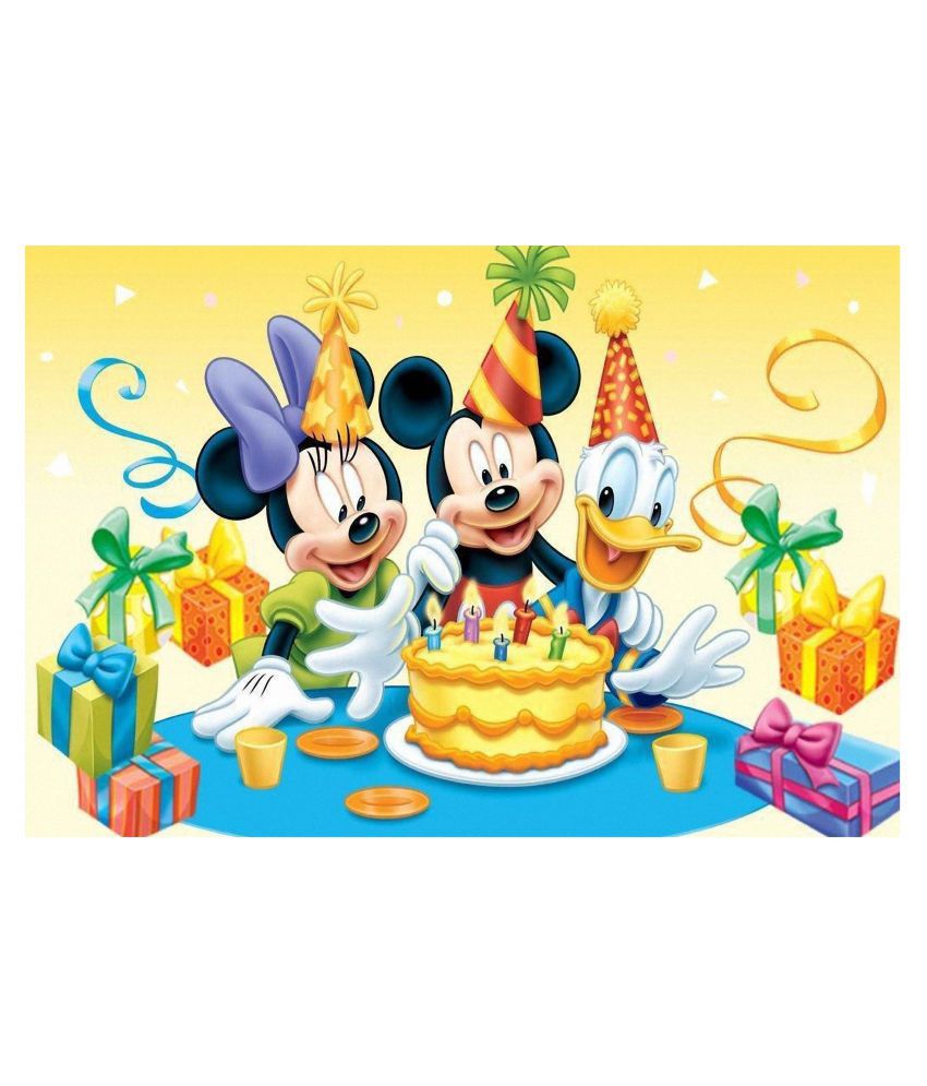 Rawpockets Happy Birthday Mickey Mouse Paper Art Prints Without Frame Single Piece