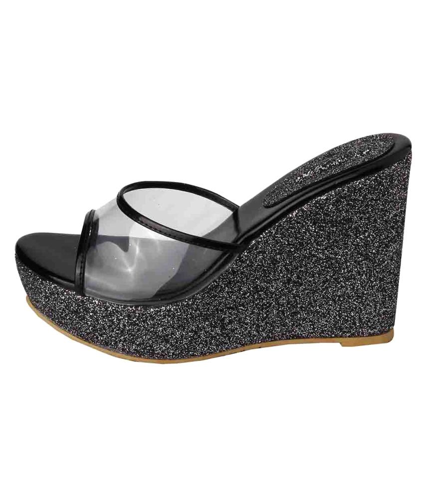 short black wedge heels