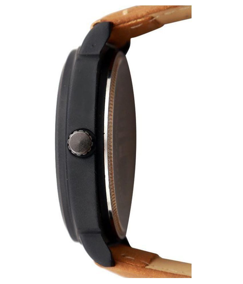 curren tan leather analog watch