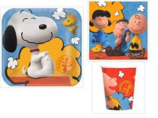 Peanuts Snoopy Birthday Party Supplies Set Plates Napkins Cups Kit