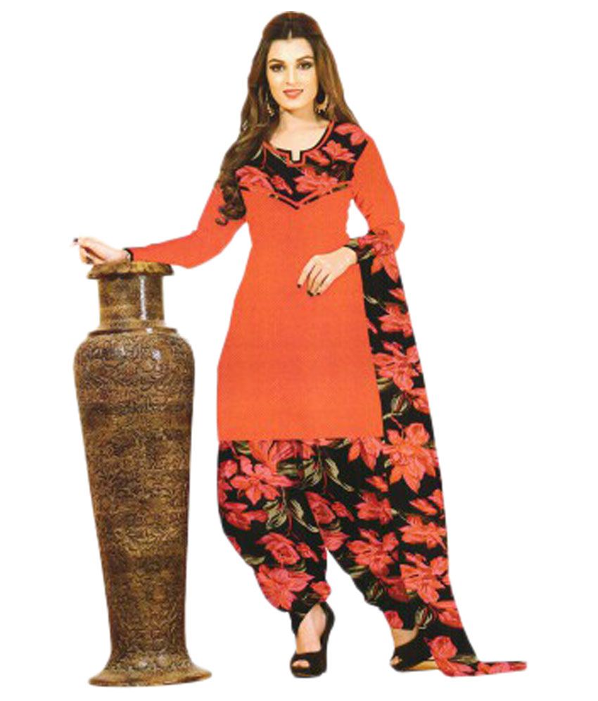 black salwar suit with orange dupatta