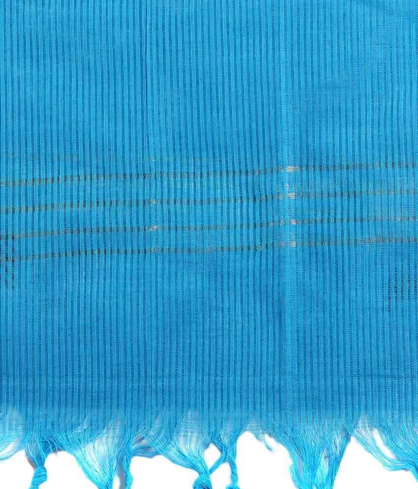 Blue - Kandangi Chettinad Cotton 2pc Unstitched Dress Material 28