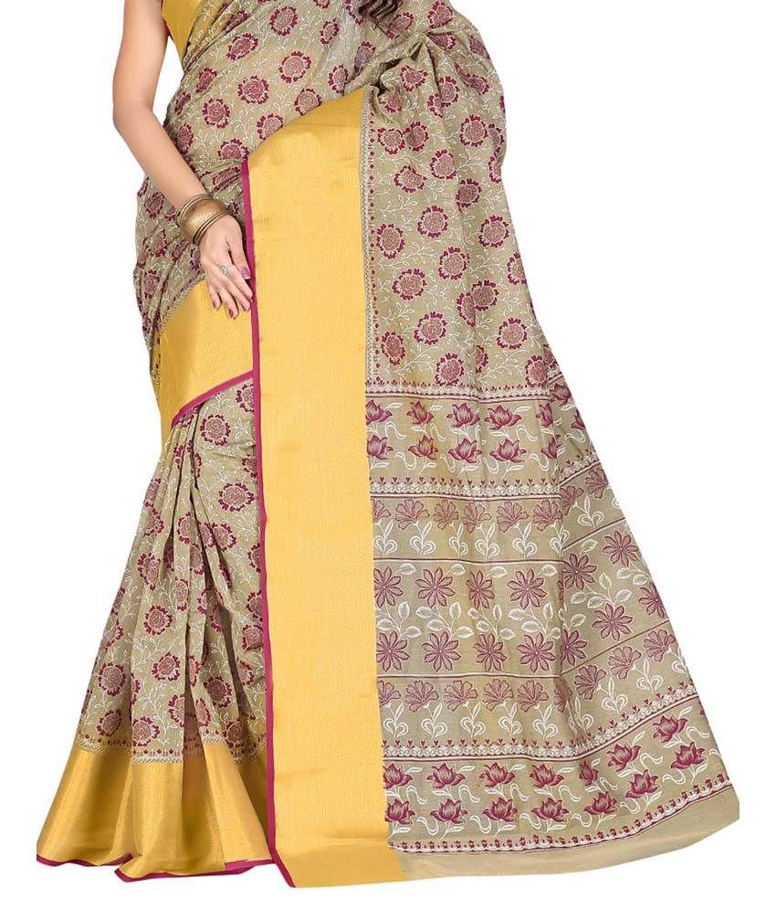Roopkala Silks And Sarees Beige Cotton Saree Buy Roopkala Silks And