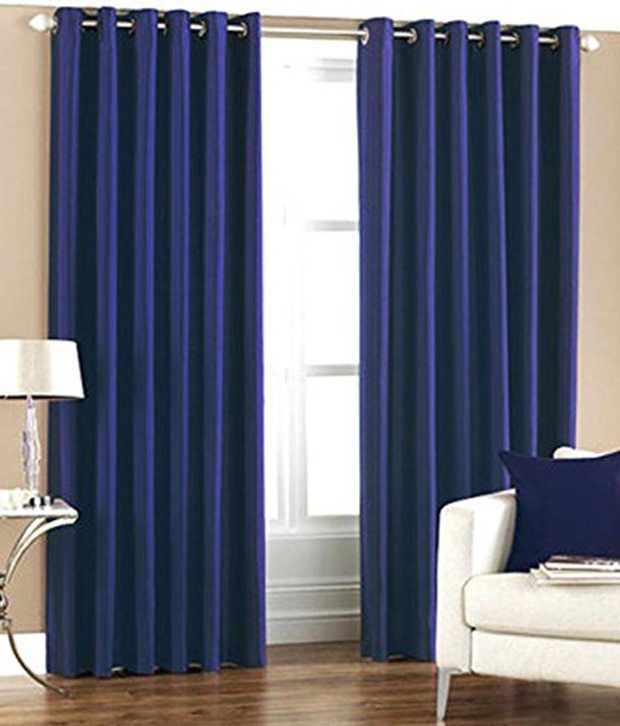     			Tanishka Fabs Solid Semi-Transparent Eyelet Curtain 7 ft ( Pack of 2 ) - Blue
