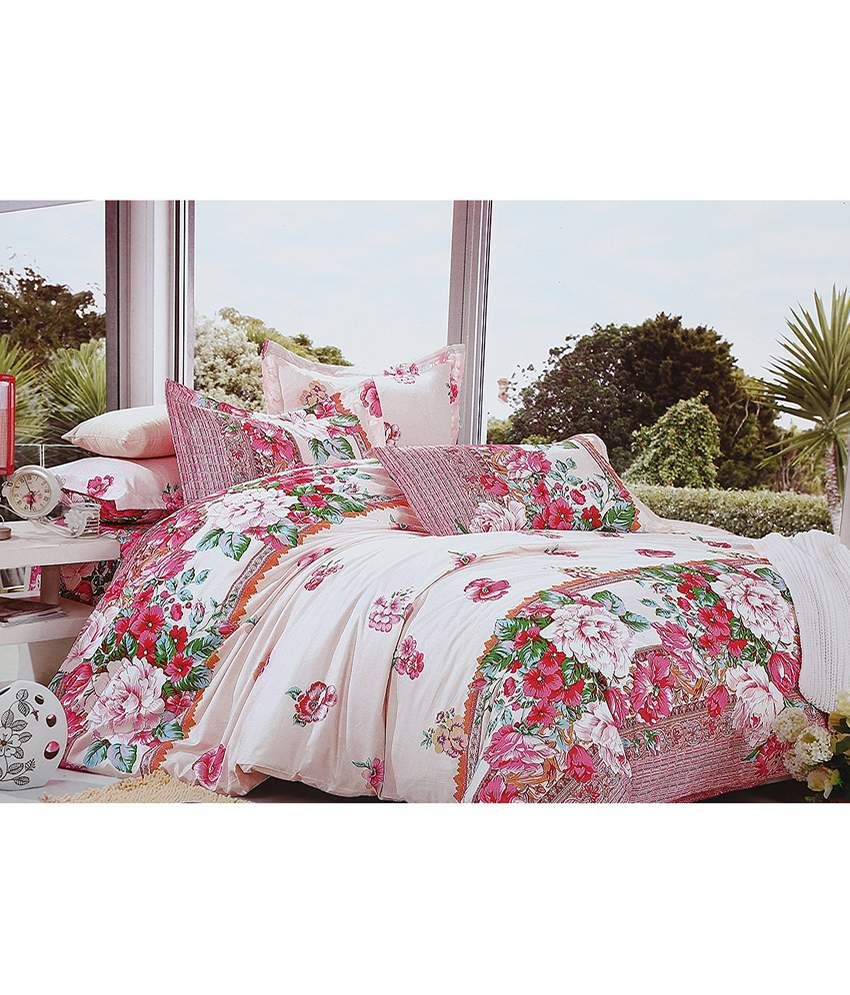 Home Basics Kasa Floral Queen sized Double Bedsheet (1 Bedsheet, 2