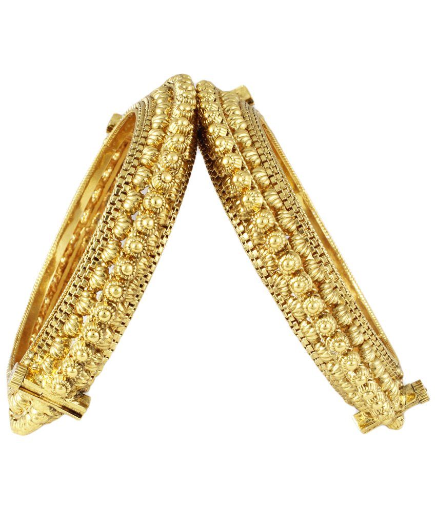 Karatcart 22 Kt Gold Plated Traditional Kada Set of 2: Buy Karatcart 22 ...
