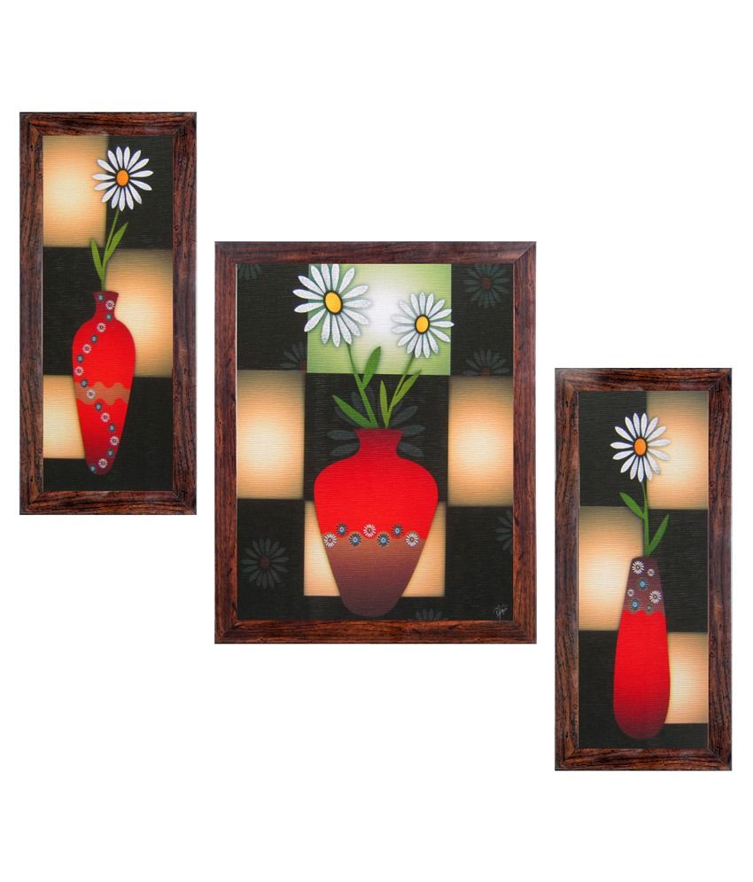 Buy Floral Painting Set of 3 wall Hangings Online at Best Price – WallMantra