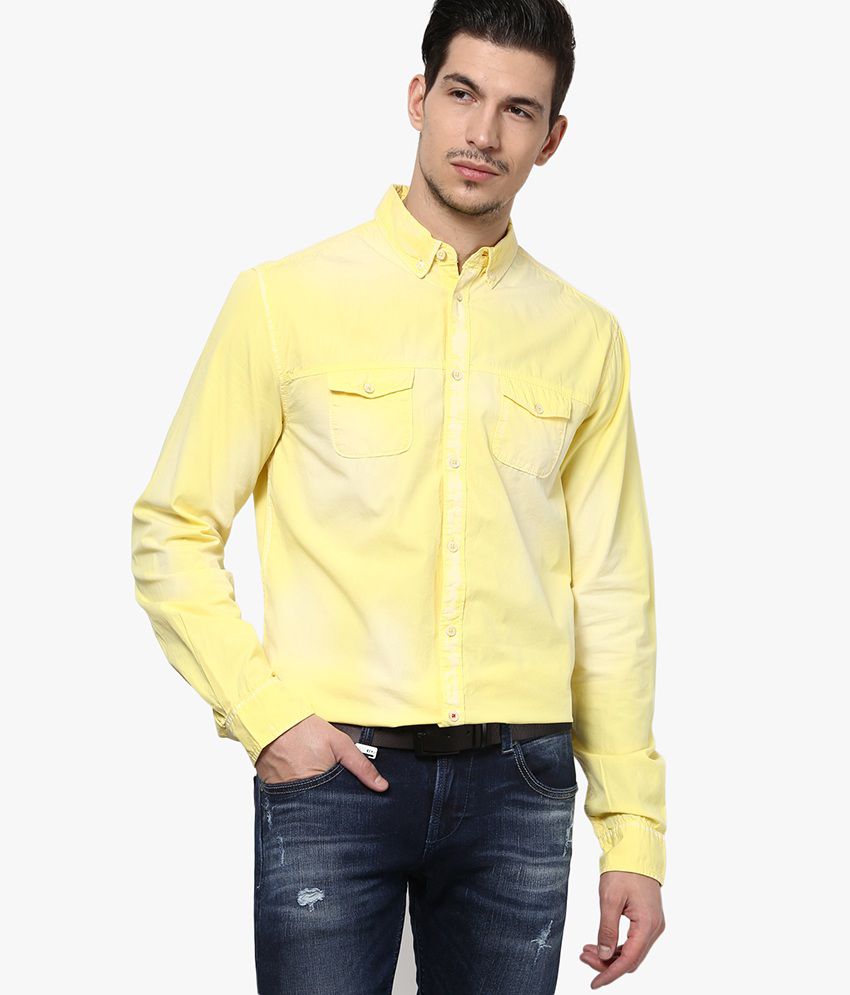     			Jack & Jones Yellow Slim Fit Casual Shirt