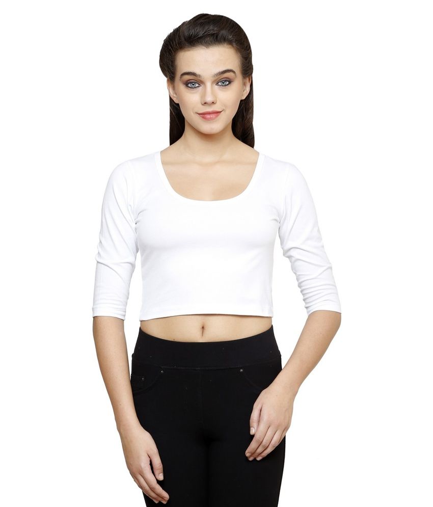 Finesse White Cotton Crop Top - Buy Finesse White Cotton Crop Top Online at Best Prices in India 