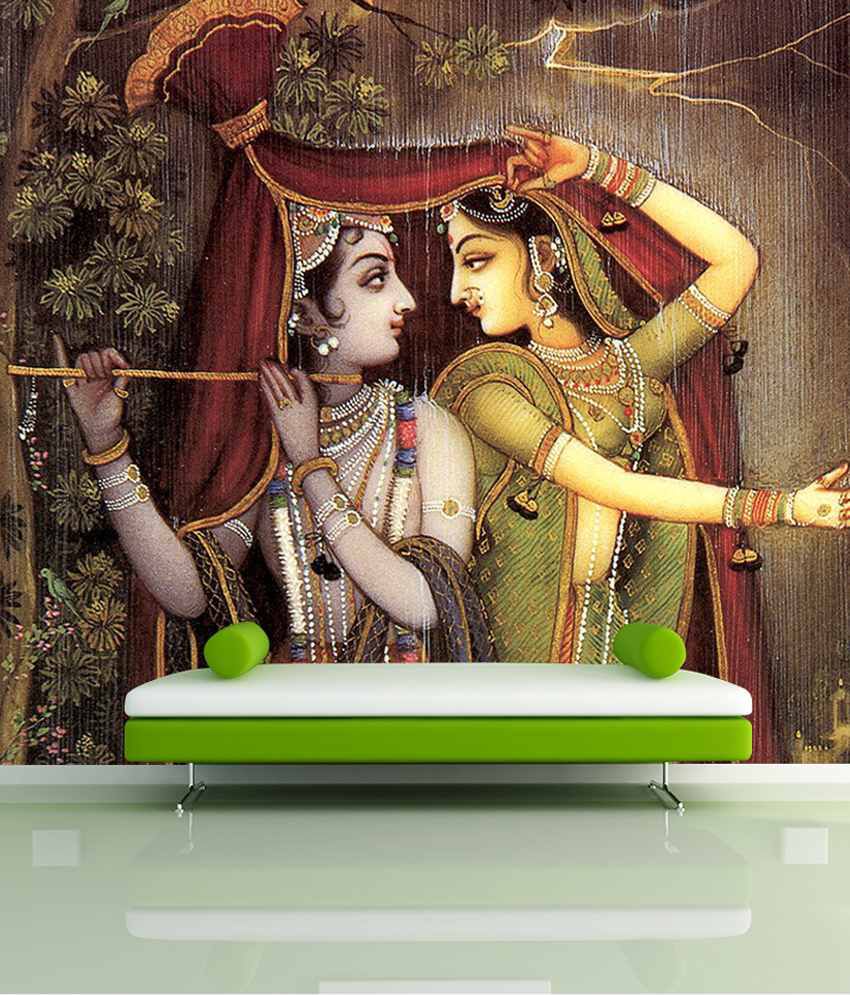 Lord radha krishna hindu god decorative pattern abstract canvas oil  painting 3D wallpaper multicolor bright textured modern artwork Stock  Photo  Alamy