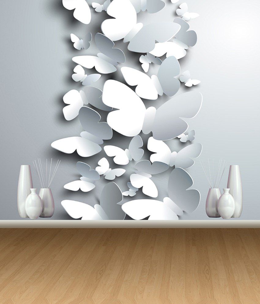 FineArts Digitally Printed Wallpaper - 3D Butterflies With Printed 3D Show  Pieces: Buy FineArts Digitally Printed Wallpaper - 3D Butterflies With  Printed 3D Show Pieces at Best Price in India on Snapdeal