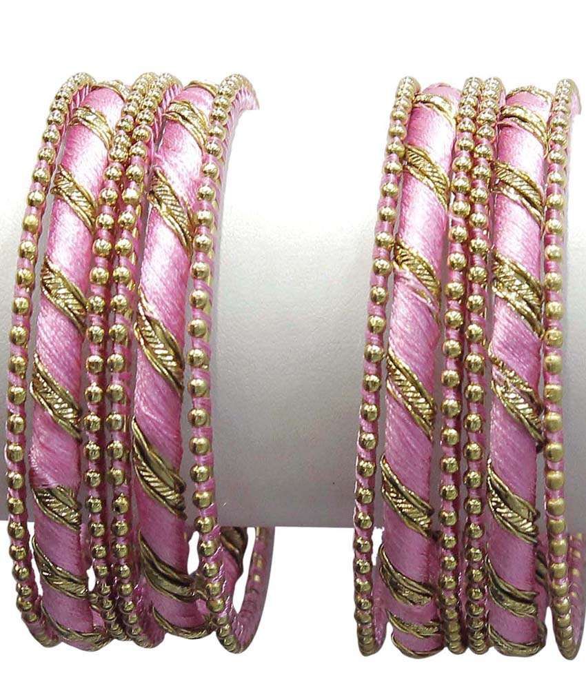 Much More Ethnic Traditional Design Pink Color Fashion Thread Bangle