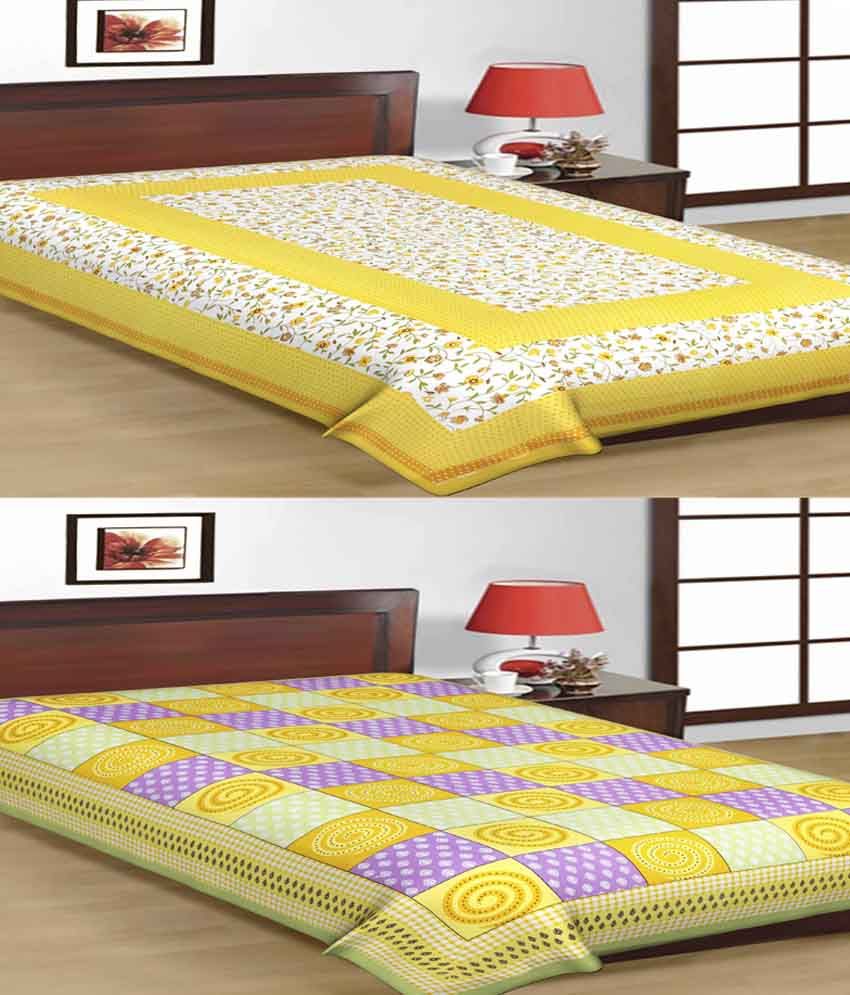     			UniqChoice 100% Cotton Jaipuri Traditional Printed 2 Single BedSheet