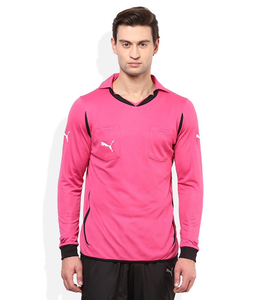 Puma Pink Full Sleeves Solids Polo T-Shirt