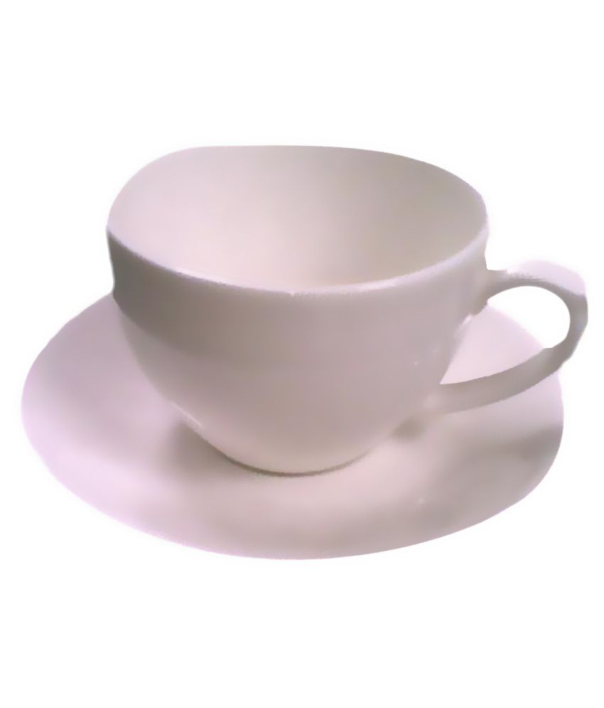 Tata Ceramics White Saucers and Tea Set of 6 Buy Online at Best