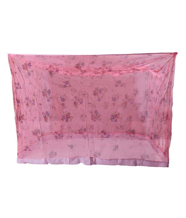     			Riddhi Mosquito Net Pink Polyester Mosquito Net with Border