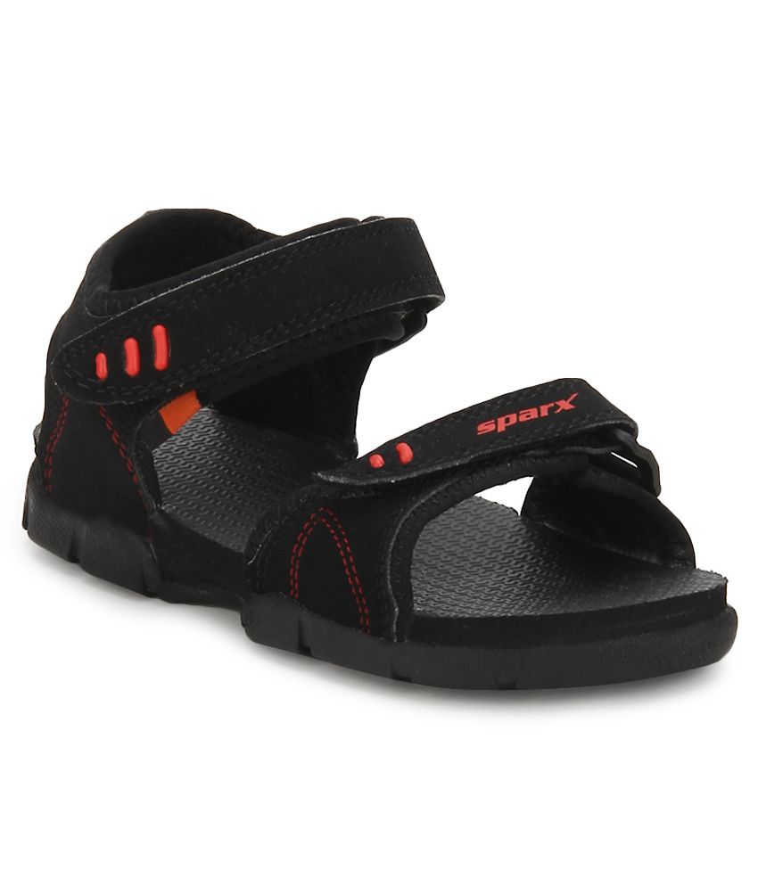 sparx black sandals