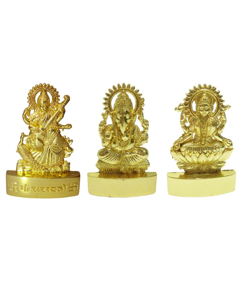     			Heaven Decor Brass Laxmi, Ganesha & Saraswati Idol 10 cms