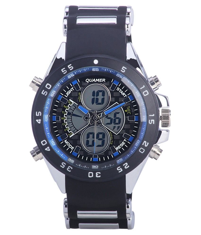 Quamer Black Dail AnalogDigital Sports Watch Buy Quamer Black Dail