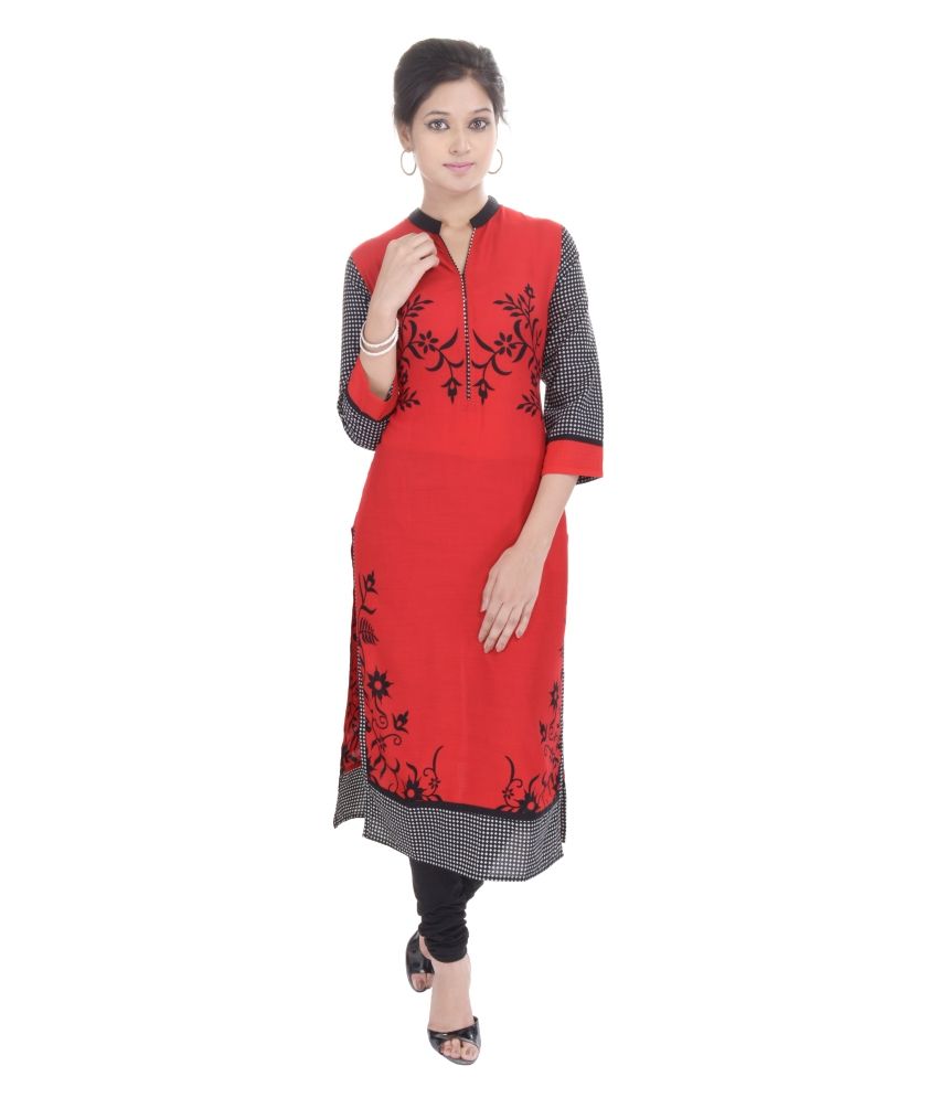 Palakh Red Cotton Kurti Buy Palakh Red Cotton Kurti Online at Best