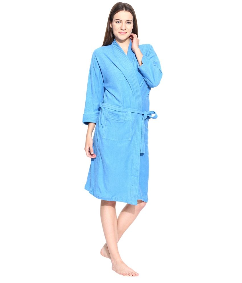 Sand Dune Blue Bathrobes For Women Buy Sand Dune Blue Bathrobes For