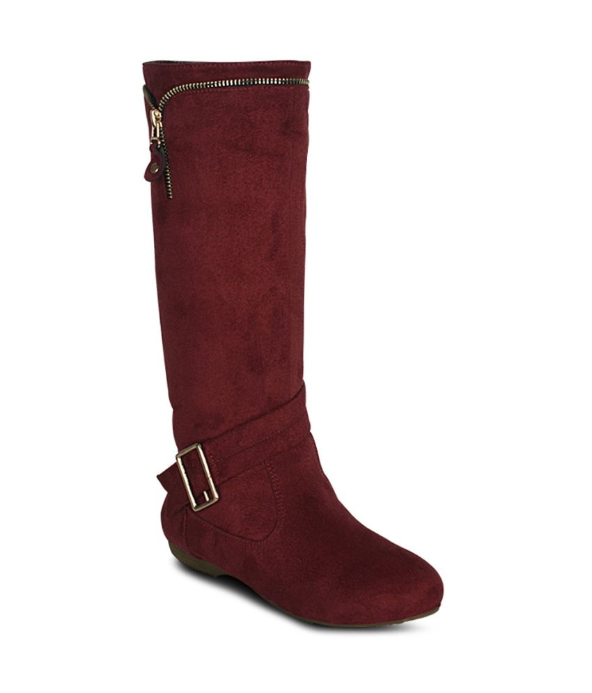 long maroon boots