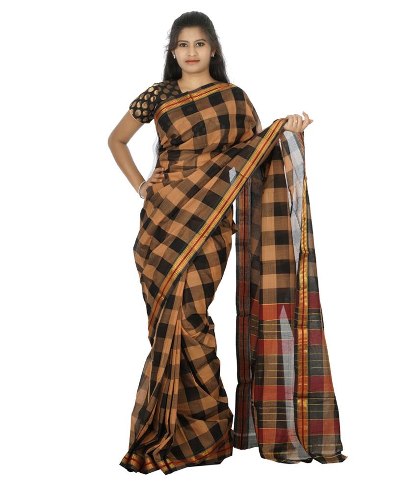 Devi Handlooms Black Cotton Saree
