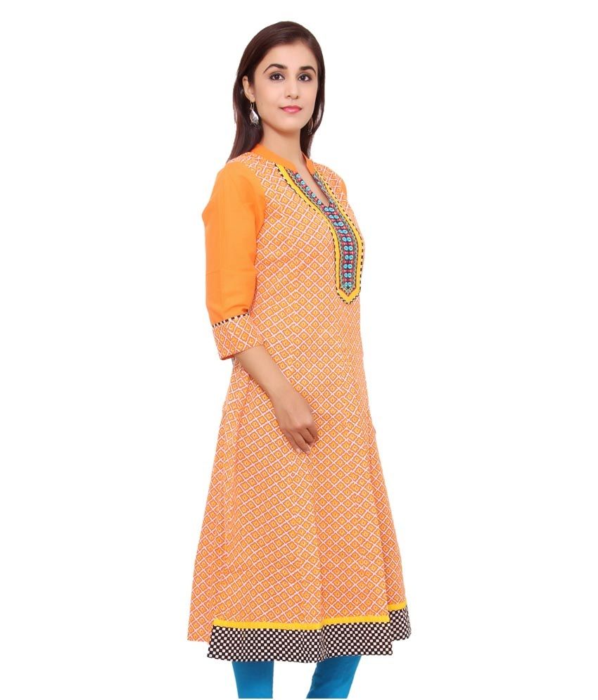 orange kurti design