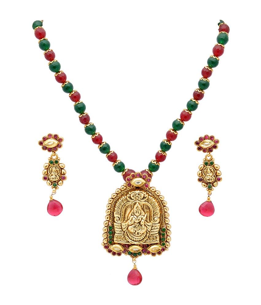 Kanha Art Jewellery Temple Jewellery Pandent With Multi Color Strings And Kundan Studed: Buy