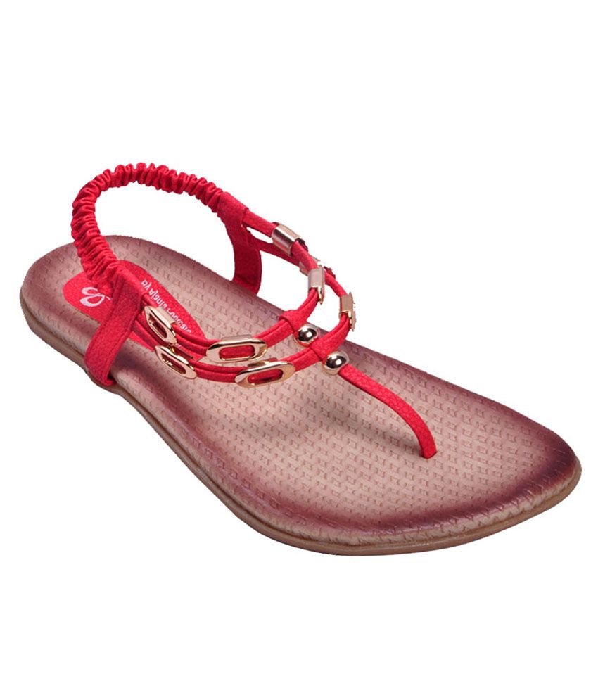 red flat platform sandals
