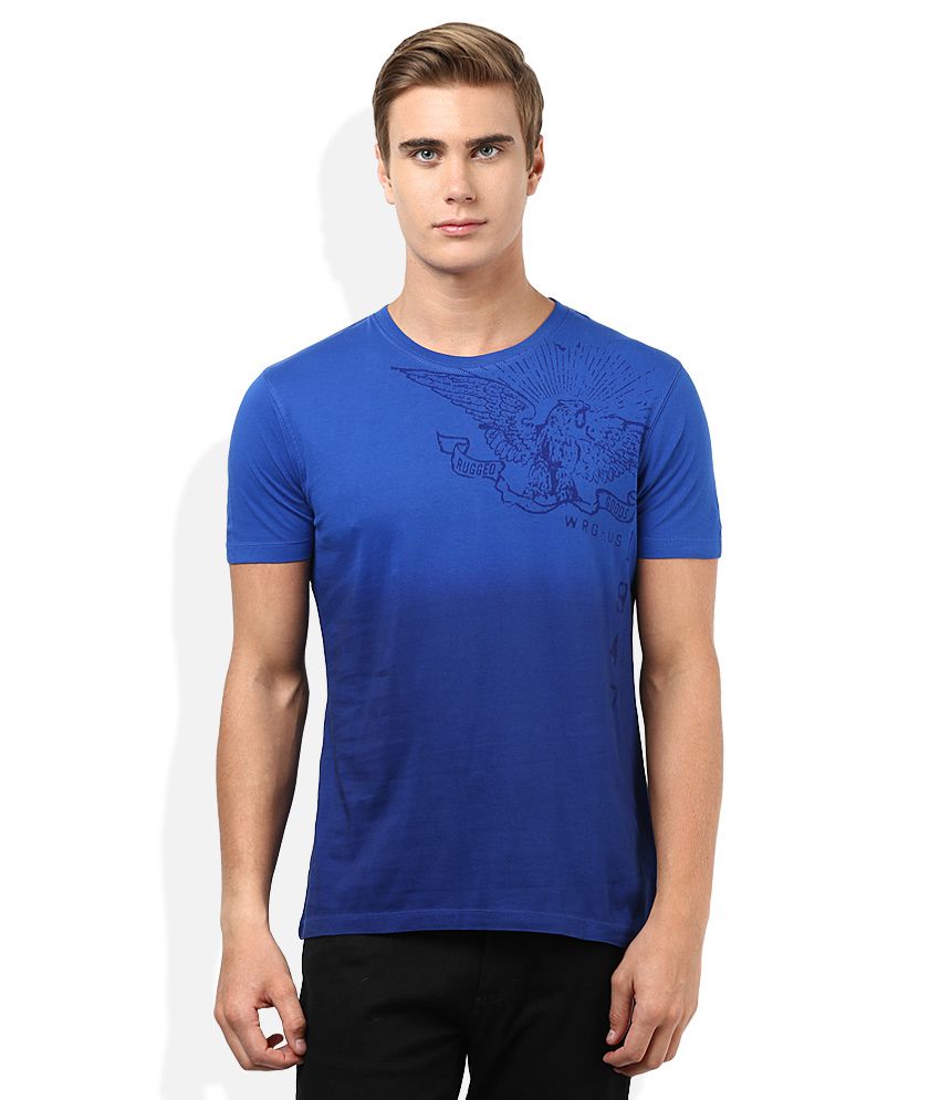 Wrangler Blue Round Neck Traveler T-shirt - Buy Wrangler Blue Round ...