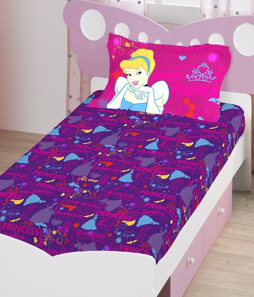     			Bombay Dyeing Disney Purple Cotton Single Bedsheet with 1 Pillow Cover