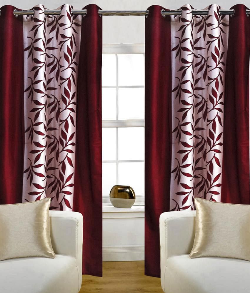     			Tanishka Fabs Solid Semi-Transparent Eyelet Curtain 7 ft ( Pack of 4 ) - Brown