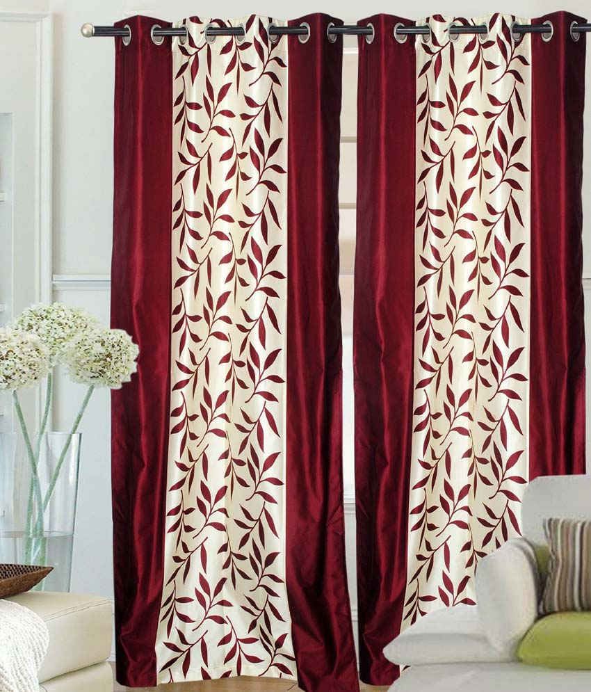     			Tanishka Fabs Solid Semi-Transparent Eyelet Curtain 7 ft ( Pack of 4 ) - Brown