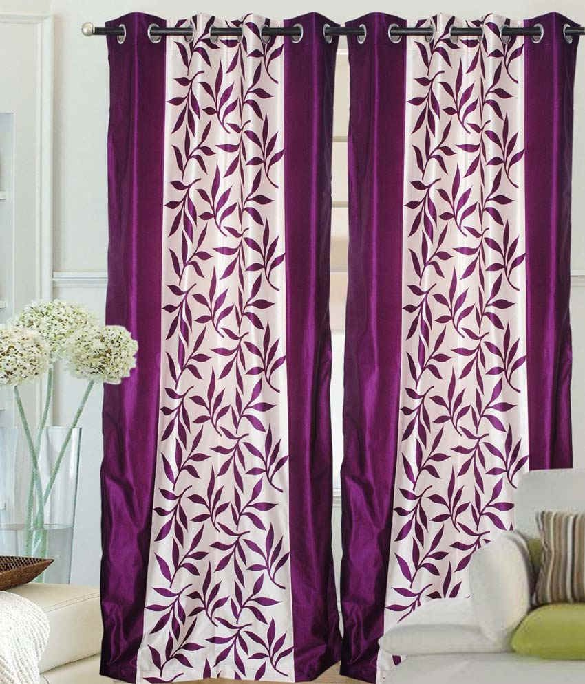     			Tanishka Fabs Solid Semi-Transparent Eyelet Curtain 7 ft ( Pack of 4 ) - Purple