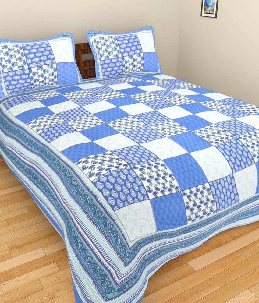     			UniqChoice Multicolor Cotton Double Bedsheet with 2 pillow cover