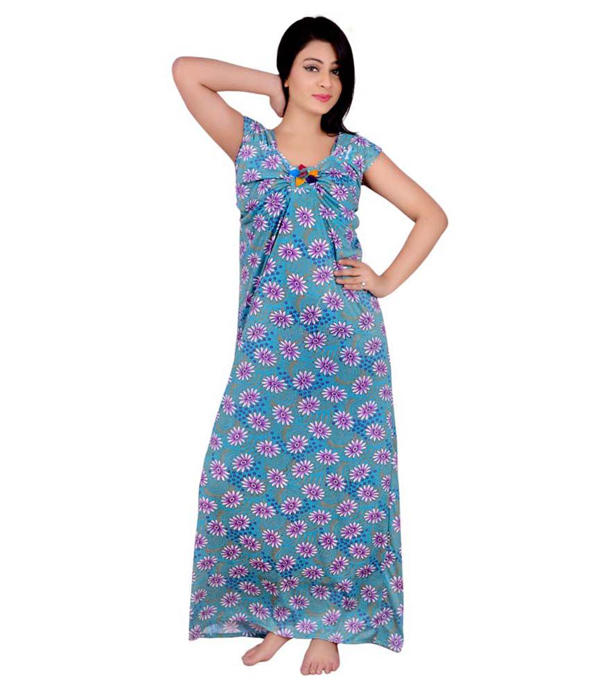 Buy Kanika Blue Cotton Nighty Online at Best Prices in India - Snapdeal
