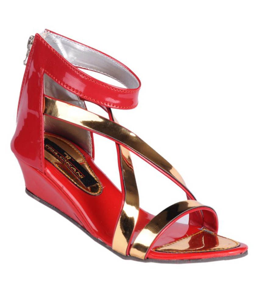     			Trilokani Red Sandals For Girls