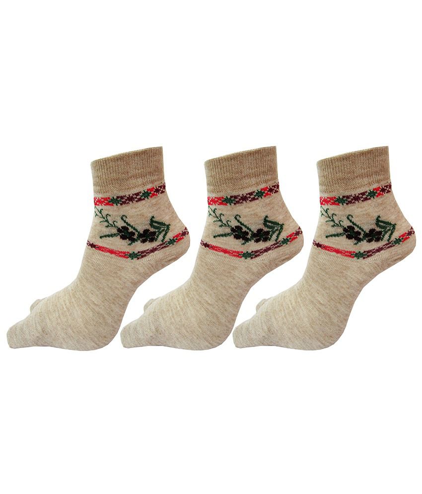     			Rc. Royal Class Beige Casual Ankle Length Women's Winter Socks (Pack of 3)