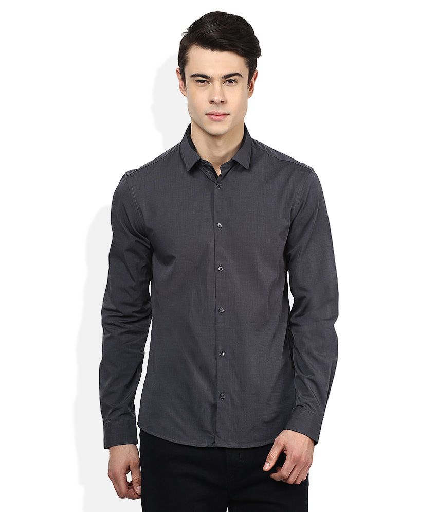 Celio Grey Solid Shirt - Buy Celio Grey Solid Shirt Online at Low Price ...