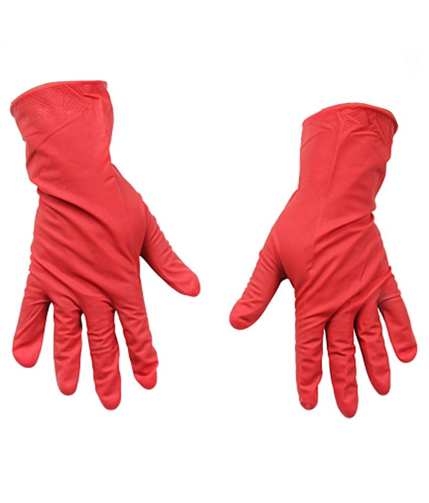 red plastic gloves