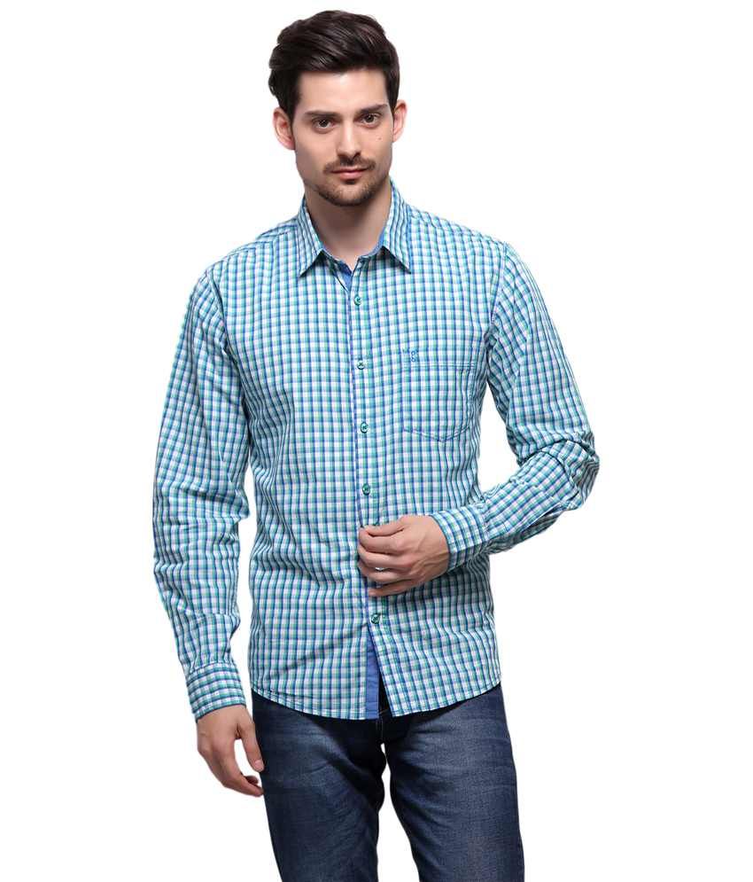 Grasim Blue & White Checkered Casual Shirt - Buy Grasim Blue & White ...