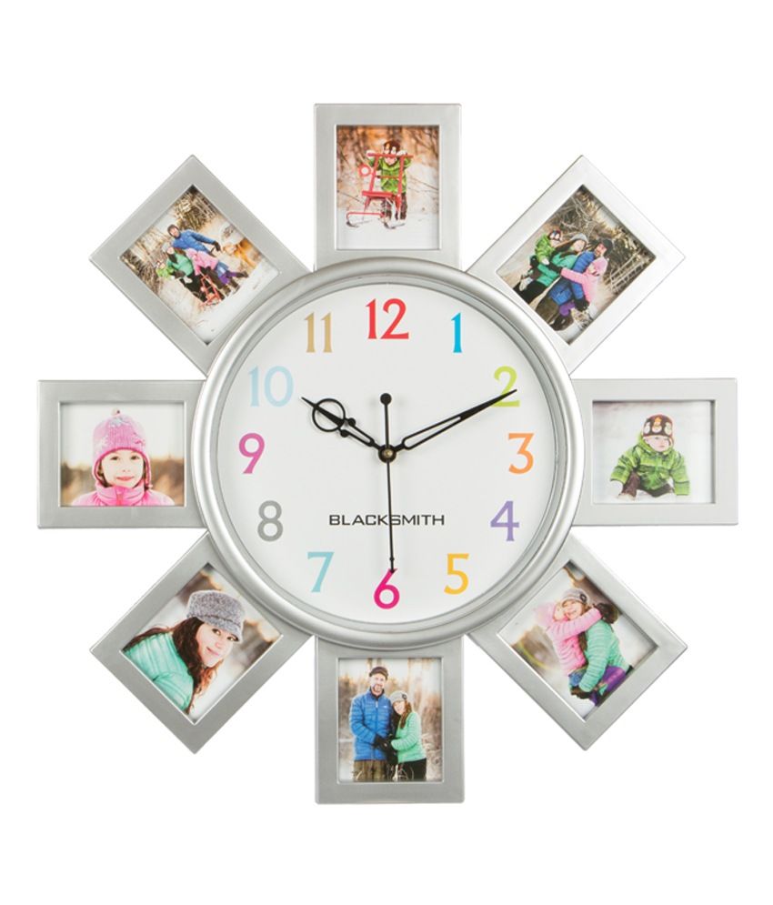 Blacksmith Silver Plastic Wall Clock With Photo Frame Buy Blacksmith Silver Plastic Wall Clock With Photo Frame At Best Price In India On Snapdeal