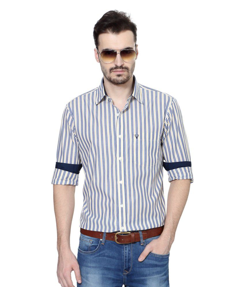 Allen Solly White and Blue Cotton Shirt - Buy Allen Solly White and ...